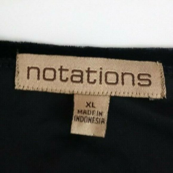 Notations Women's Black Velvet Blouse With Buckle Accent Size XL - Picture 3 of 3